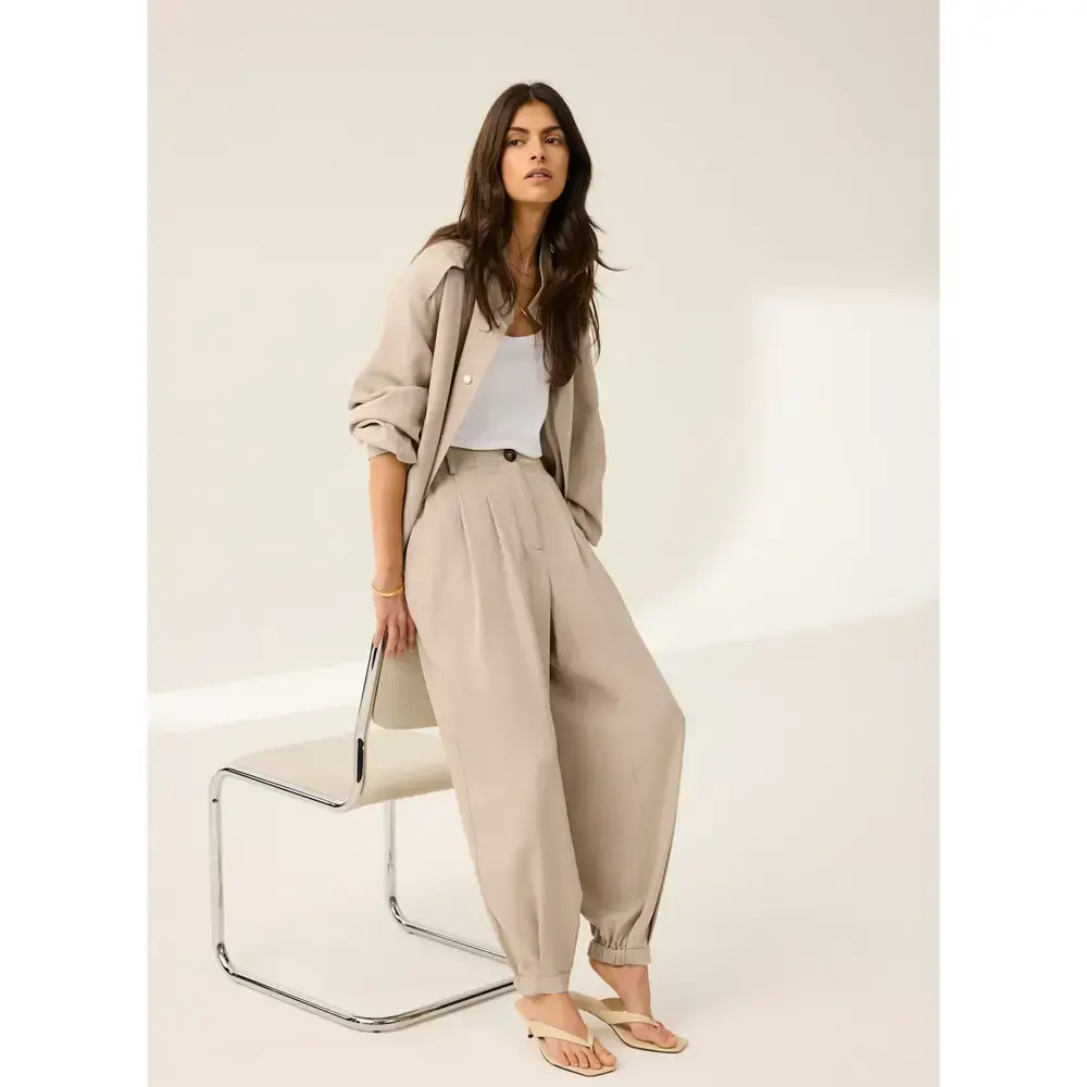 Mint Velvet Neutral Tapered Balloon Trousers